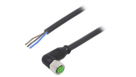 Złącze Okrągłe M8 Żeńskie Kątowe Z Wolnym Końcem Przewodów 4Pin...