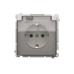 Simon Basic Gniazdo wtyczkowe Schuko do wersji IP44 (moduł) 16A, 250V~, zaciski śrubowe biały. Klapka transparentna BMGSZ1B.01/1