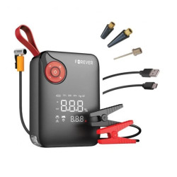 Urządzenie rozruchowe Forever Jump Starter 600A / Pompka 150PSI / Latarka LED / Power bank - Czarno/Czerwone