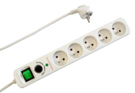 Przedłużacz 5-gniazdowy, 1,5m biały z filtrem przepięciowym, 3x1,0mm OWY 24394