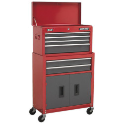 Sealey AP2200BB Topchest &amp; Rollcab Combination 6 Drawer - BB Runners - Red/Grey
