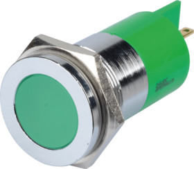 Signal light, 24 V (AC), 24 V (DC), green, 10 mcd, Mounting Ø 22 mm, pitch 1.25 mm, LED number: 1, Q22F1CXXG24E