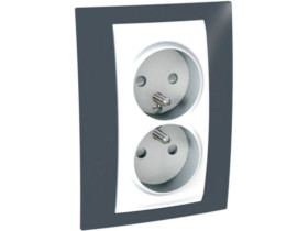 UNICA PLUS Gniazdo podwójne z uziemieniem z przesłonami czerń mineralna MGU63.069.877 SCHNEIDER ELECTRIC