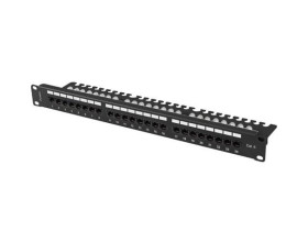 Patch panel 24 port 1u 19 kat.6 utp z organizerem kablowym czarny lanberg