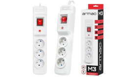 Przedłużacz Przeciwprzepięciowy 3-Gniazda Z/U Armac Multi M3 4,5M Szary M3/45/Sz