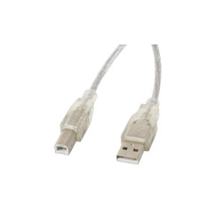 Kabel USB-A-USB-B 2.0 1.8M przezroczysty ferryt Lanberg