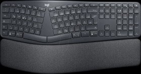 920-010345 Wireless Keyboard, Logi Bolt/Bluetooth, ergonomic, black, German