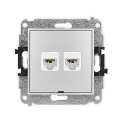 ICON Mechanizm gniazda komputerowego podwójnego 2xRJ45, kat. 6A, 8-stykowy, bez pola opisowego srebrny metalik 7IGKBO-8