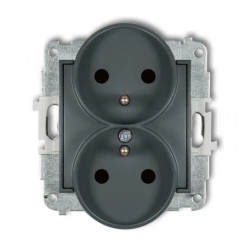 ICON Mechanizm gniazda podwójnego do ramki z uziemieniem 2x(2P+Z) (przesłony torów prądowych) grafitowy mat 28IGPR-2zp