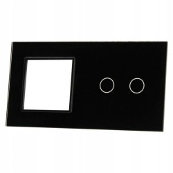 Livolo CZARNY PANEL SZKLANY 2 + MIEJSCE NA GNIAZDO 702G-62
