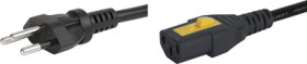 Device connection cable, Switzerland, plug type J, straight on C13 socket, straight, H05VV-F3G1.0 mm², black, 2.5 m, 6051.2015