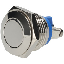 R-TECH 524574 16mm IP65 Vandal Resistant Switch SPST Flat Nickel