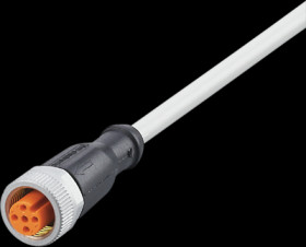Sensor actuator cable, M12 cable socket, straight, A to open end, 5 pole, 5 m, PUR, gray, 4 A, EVW168