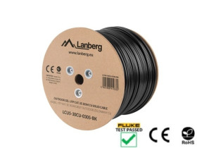 Kabel teleinformatyczny zewnętrzny U/UTP kat.5e 4x2xAWG24 CU outdoor żelowany LCU5-30CU-0305-BK /305m/