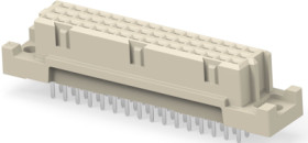 Female connector, type C, 48 pole, a-b-c, pitch 2.54 mm, solder connection, straight, gold-plated, 254895-E