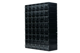 Regał szufladkowy, kolor: Czarny, przezroczysty, materiał: Polistyren, 450mm x 338mm x 133mm, RS PRO