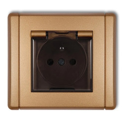 FLEXI Gniazdo bryzgoszczelne z/u (klapka dymna) złoty metalik 8FGPB-1zdp