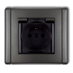 FLEXI Gniazdo bryzgoszczelne z/u (klapka dymna) grafitowy 11FGPB-1zdp