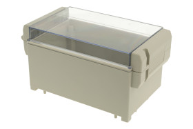 Obudowa; uniwersalna; HGP005; ABS / poliwęglan; 213mm; 125mm; 104,5mm; IP65; jasnoszary; panel przezroczysty; Gainta; RoHS; UL94