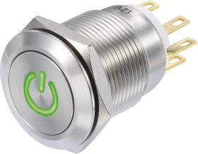 TRU COMPONENTS TC-8904680 Przycisk LAS1-GQF-11/G/12V, 19 mm, 250 V/AC, 3 A, 1 szt.