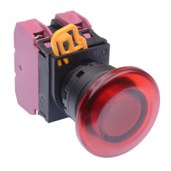 YW1L-A4E02Q3R Red 12V illuminated 22mm Mushroom Maintained Push Button Switch 2NC IP65 IDEC