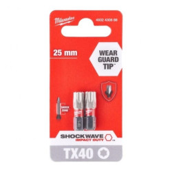 Bity udarowe do wkrętarki TORX TX40 25mm 1/4 SHOCKWAVE 2szt MILWAUKEE