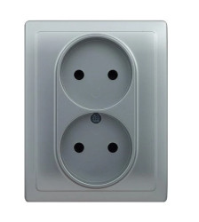 VENA Gniazdo podwójne b/u aluminium 514035