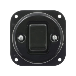 Włącznik światła krzyżowy ceramiczny, okrągły podtynkowy czarny Ceramic Loft