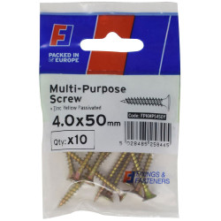 ForgeFix FPKMPS450Y Multi-Purpose Pozi Screw CSK ST ZYP 4.0 x 50mm ForgePack 10