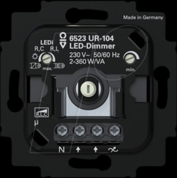 6523 UR-104 Rotary LED dimmer, rotary/pushbutton, 230 V
