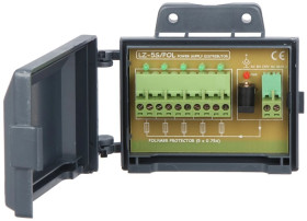 Dystrybutor zasilania (łączówka, rozgałęźnik) 2-we/5-wy max.30VDC 6A bezpiecznik 5x0,75A obudowa na ścianę LZ-5S/POL