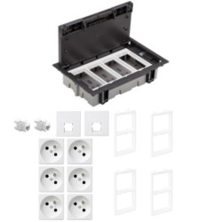 KONTAKT SIMON FLOOR BOX puszka podłogowa 6x gniazdo pojedyncze z/u + 2x gniazdo RJ45 kat. 6 nieekranowane do podłóg technicznych