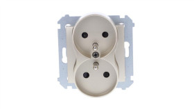 Simon 54 Nature Gniazdo Podwójne Z/U 16A 250V Z Przesłonami Złoty Dgz2mzn.01/44
