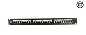 GT Networks Panel krosowy 19 1U 24 gniazda RJ45 kat. 6A ekranowane STP czarny
