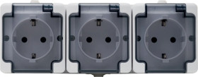 BRYZA Gniazdo hermetyczne potrójne z/u Schuko IP54 z klapką dymną białe 181452