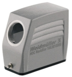 Grommet housing, size A10, die-cast aluminum, PG16, angled, longitudinal bow locking, IP65, 1663810000