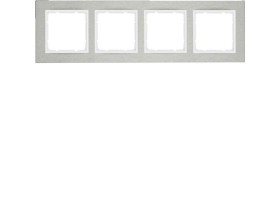 BERKER B.7 Ramka 4 poczwórna pozioma stal szlachetna/biały mat 10243609 HAGER