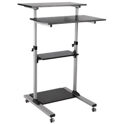 LogiLink BP0070 Mobile Sit-Stand Workstation Height Adjustable 70x70.5 cm Silver