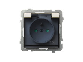 SONATA Gniazdo pojedyncze z uziemieniem IP44 z przesłonami ecru GPH-1RZP/m/27/d OSPEL