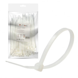 Opaski zaciskowe kablowe 4,5x150mm 100szt. biała VT-6129 V-TAC