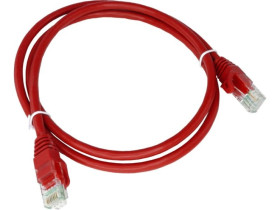 Patch-cord U/UTP kat.5e PVC 0.25m czerwony KKU5CZE0.25