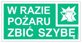 ZNAK - AC040 W razie pożaru zbić szybę 30 x 15 cm KS - Folia podłogowa foto.