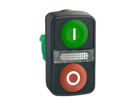Przycisk podwójny płaski/płaski zielony/czerwony samopowrotny LED plastikowy I/O ZB5AW7A3741 SCHNEIDER ELECTRIC