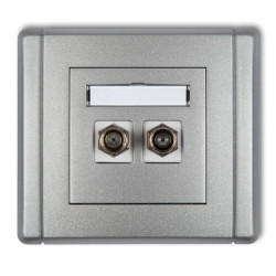 FLEXI Gniazdo antenowe podwójne typu F (SAT) niklowane srebrny metalik 7FGF-2