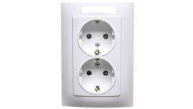Simon 10 Gniazdo Podwójne Schuko Z Przesłonami Białe 16A 250V Ip20 Cgsz2z/11
