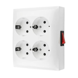 Simon Aquaclick Gniazdo IP20, Schuko, 4-krotne, z wbudowanym wyłącznikiem biały ACGSZN4W1/11