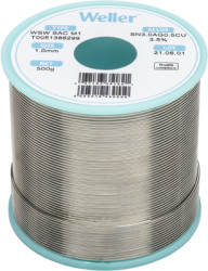 Solder, lead-free, SAC (Sn3.0Ag0.5Cu3.5%), Ø 1 mm, 500 g, WSW SAC M1 1MM 500G