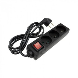 Przedłużacz 3 gniaz 1.5m z/u z wyłącznikiem CZARNY