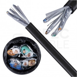 Kabel sieciowy U/FTP kat.6A skrętka 4x2x0,57mm zewnętrzny suchy PE czarny Alantec