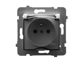 ARIA Gniazdo pojedyncze z uziemieniem IP44 z klapką białe GPH-1UZ/m/00/d OSPEL